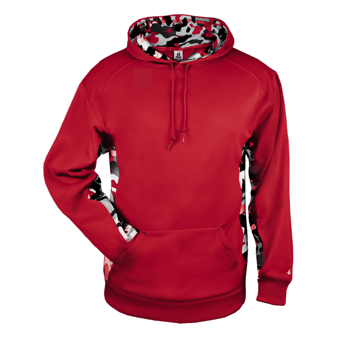 Badger Womens Camo C/B Sublimated Performance Fleece Hood