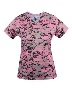 Badger Sport Digital Ladies V Neck Tee