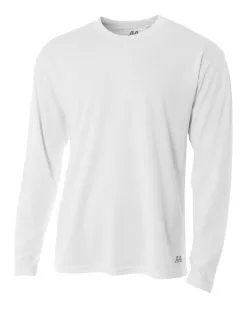 A4 Mens Long Sleeve Crew Birds Eye Mesh Volleyball Tee