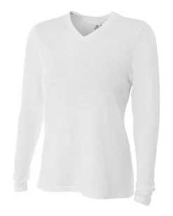 A4 Womens Long Sleeve Fusion Performance V Neck Volleyball Top