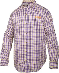 Drake LSU Gingham Plaid Wingshooter's Shirt Long Sleeve