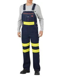 Dickies Mens E Vis Bib Overall With Yellow Tape