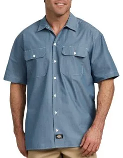 Dickies Mens Relaxed Fit Short Sleeve Chambray Shirt